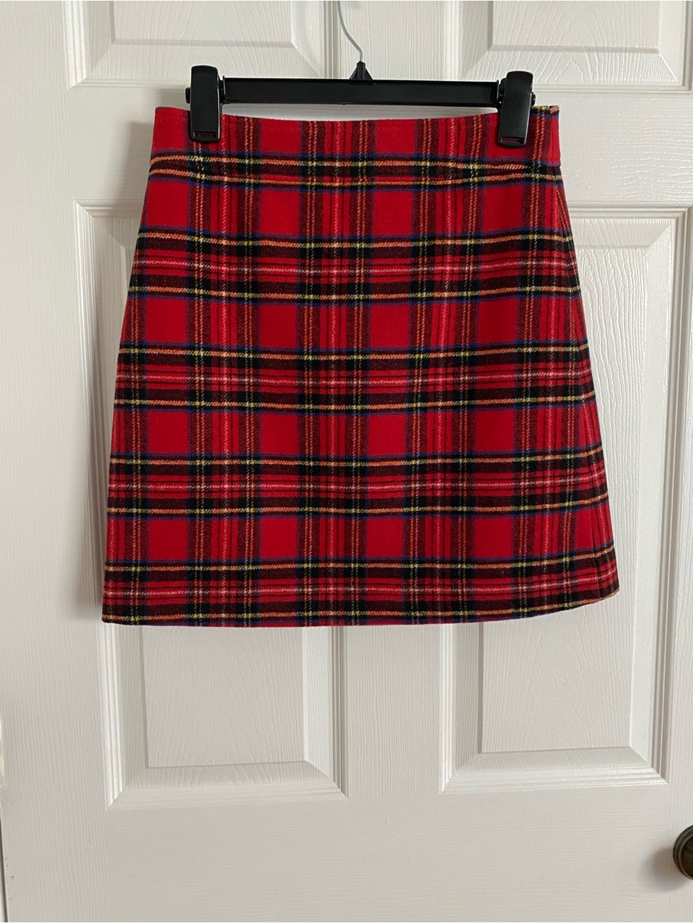 J.Crew Factory Red Stewart Tartan Plaid Wool-Blend A-Line Mini Skirt – Size 2